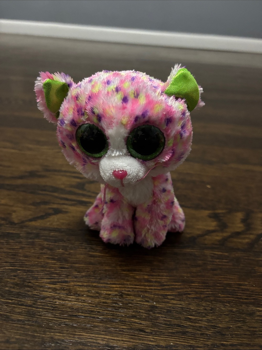 Ty Pink Multi-Colored Sparkle Kitty with Green Eyes